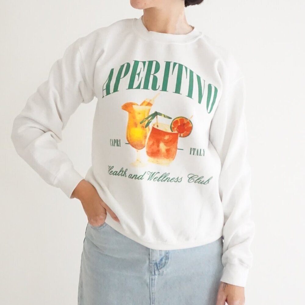 Prince Peter White Aperitivo Capri Italy Cocktail Graphic Sweatshirt S